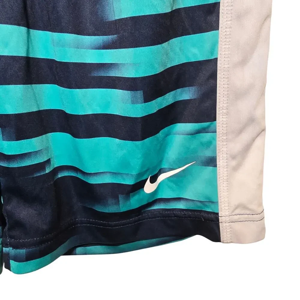 Nike Dri Fit Boys Long Shorts Navy Green Size Large Waist 23